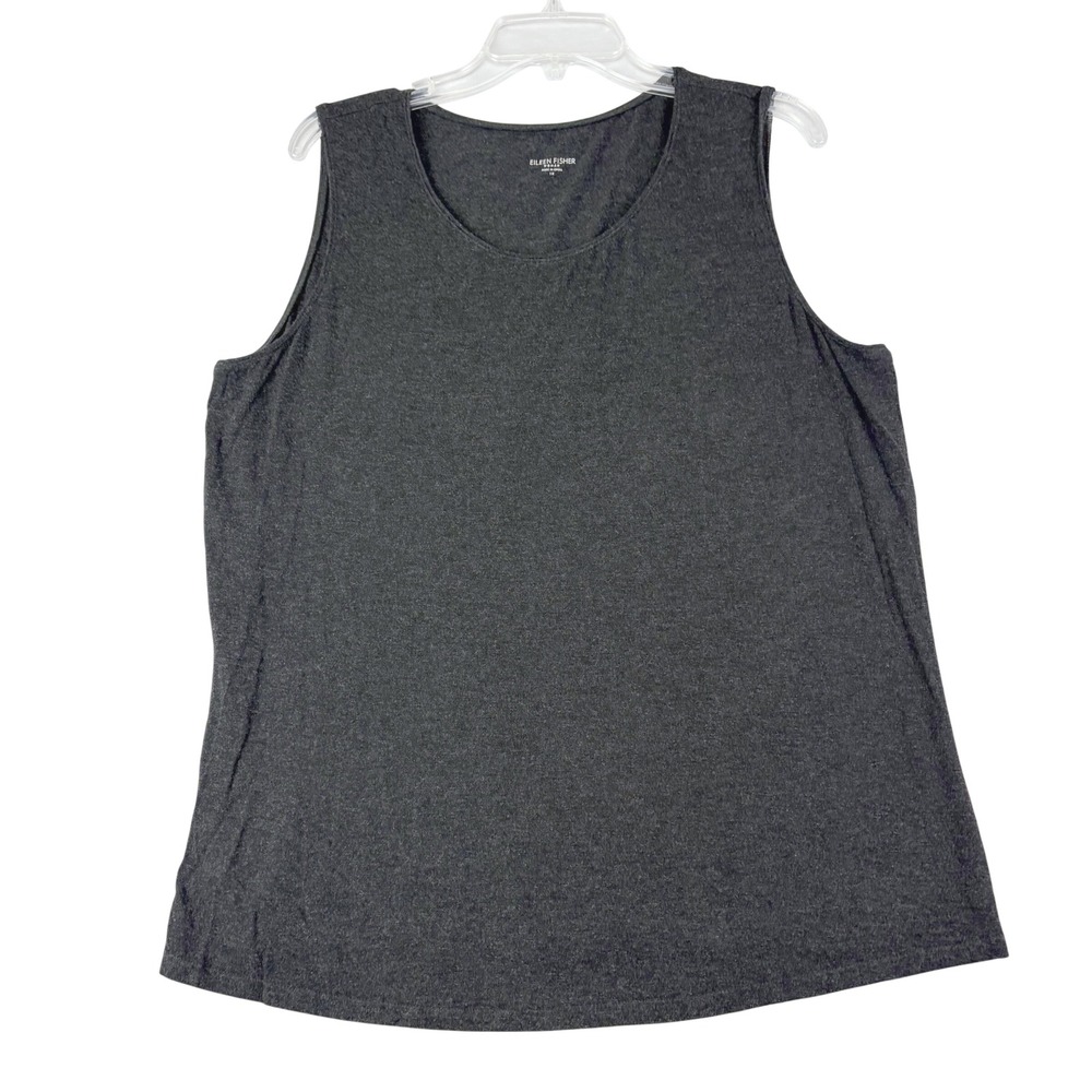 Eileen Fisher 1X Charcoal Gray Tank Top Sleeveless Scoop Neck Viscose Stretch